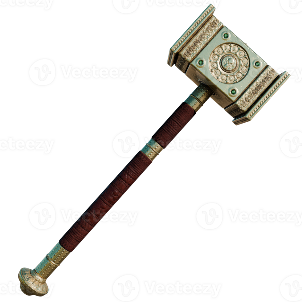 3d render Hammer war gamming with transparent background png