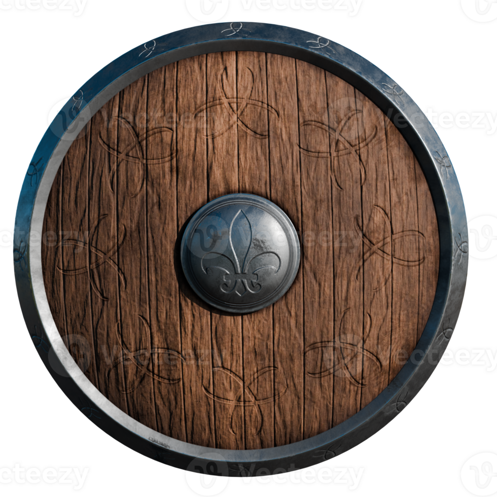 A wooden shield with a metal button on it png