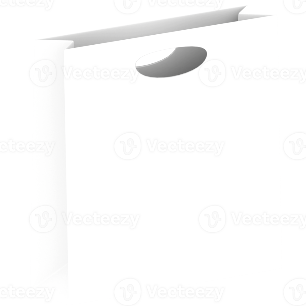 3d render white shopping bag with transparent background png