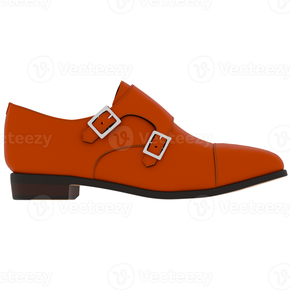 Orange double monk strap shoe with transparent background png