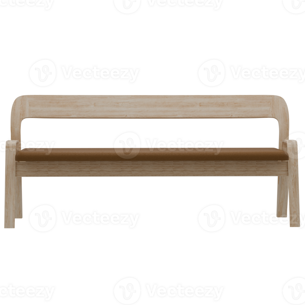 Wooden bench with a brown seat png