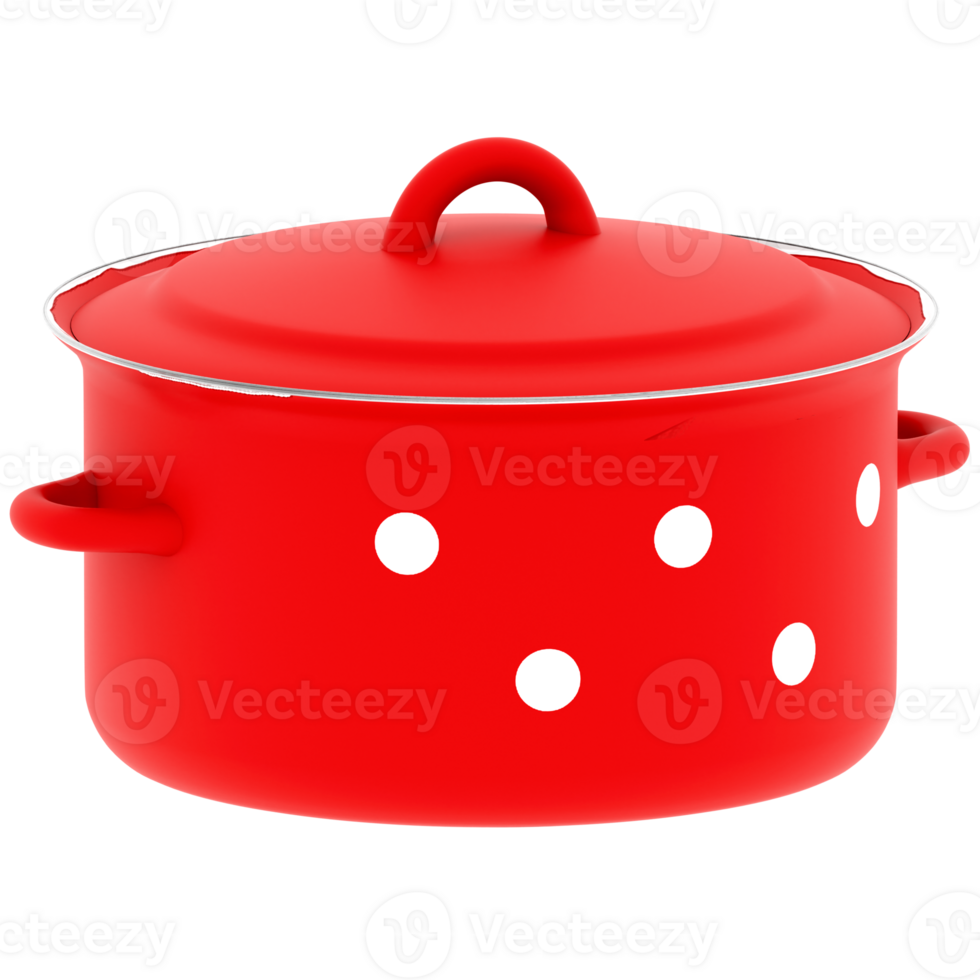 3d render red pot with transparent background png