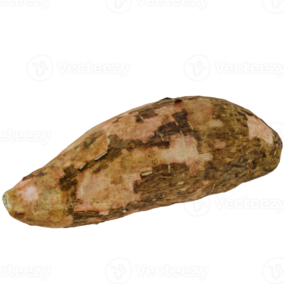 3d render sweet potato with transparent background png