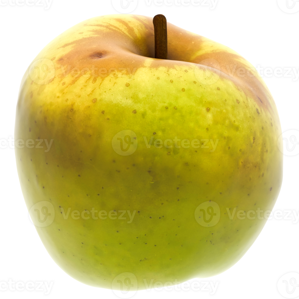 3d render green apple with transparent background png