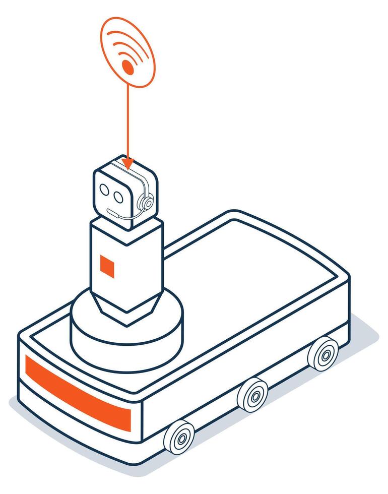3d Isometric AGV robot Automated Guided Vehicle, a driverless robot that moves materials around a facility. vector