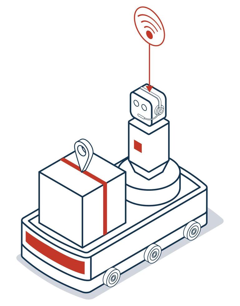 3d Isometric AGV robot, or Automated Guided Vehicle, a driverless robot that moves materials around a facility. vector
