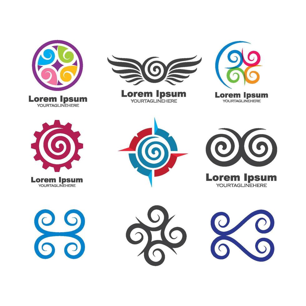 vortex wind logo icon wave and spiral vector