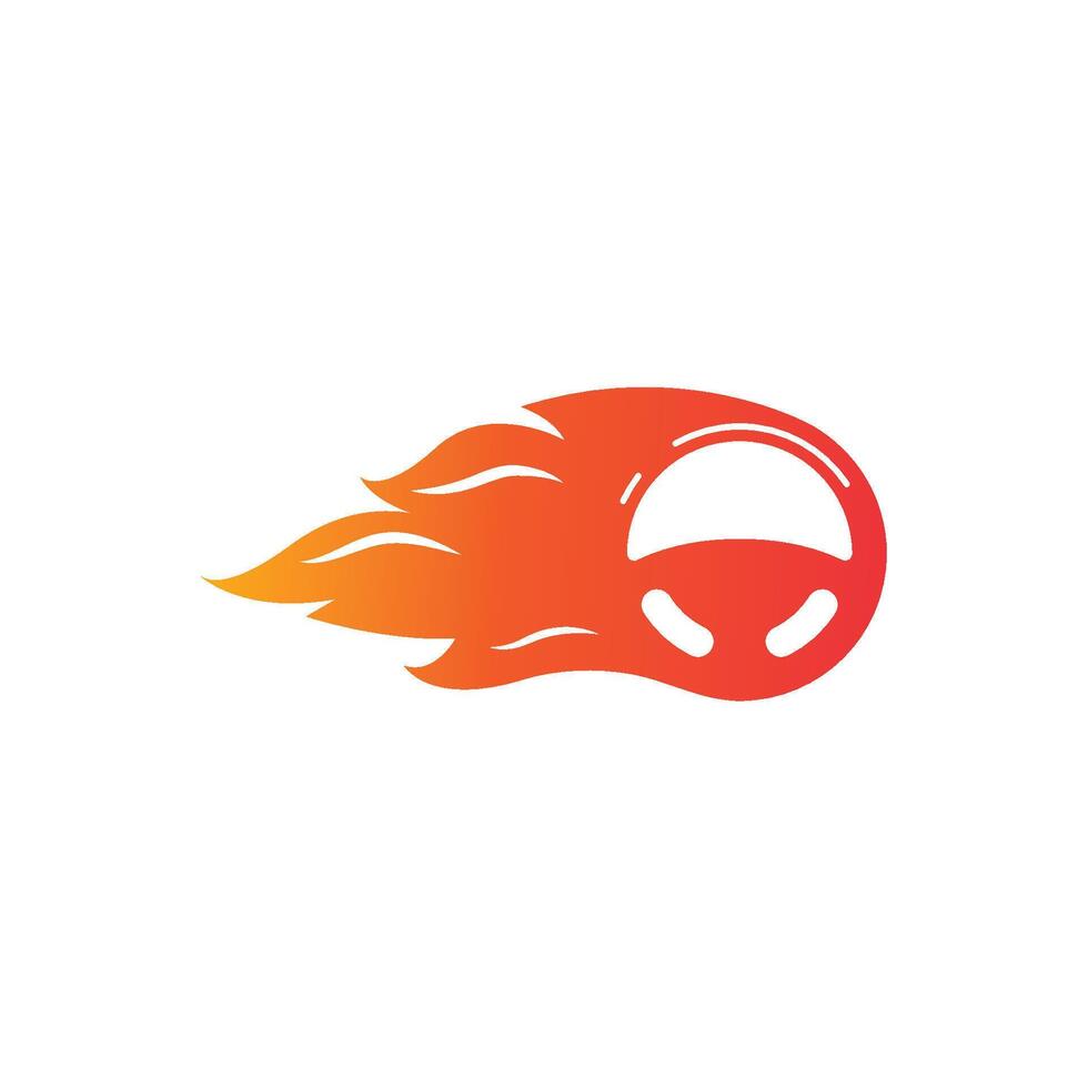 car steering wheel burning fire logo icon illustration. vector