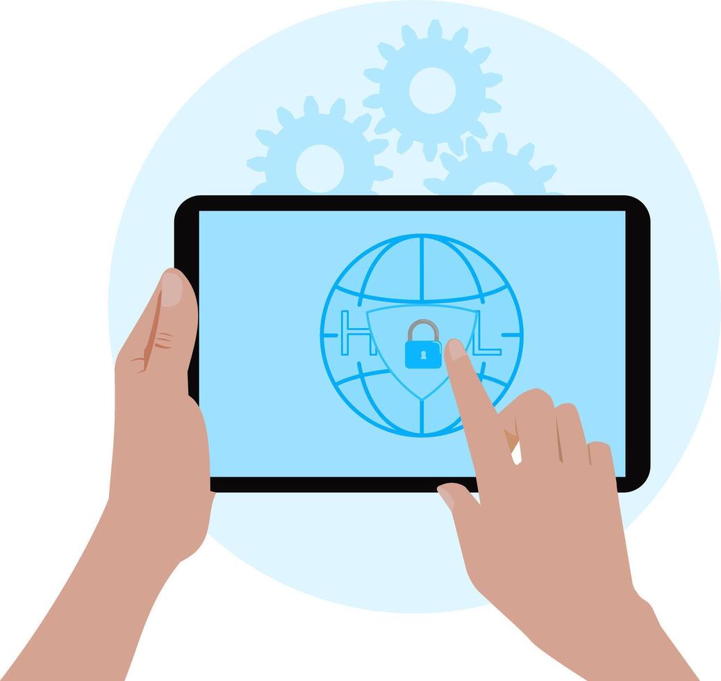 illustration of internet protection activation, for safe browsing. vector