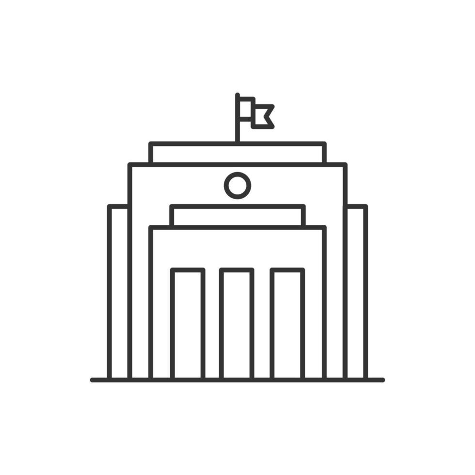 City hall building line icon, outline sign, linear style pictogram isolated on white. Capitol symbol, logo illustration. Editable stroke vector