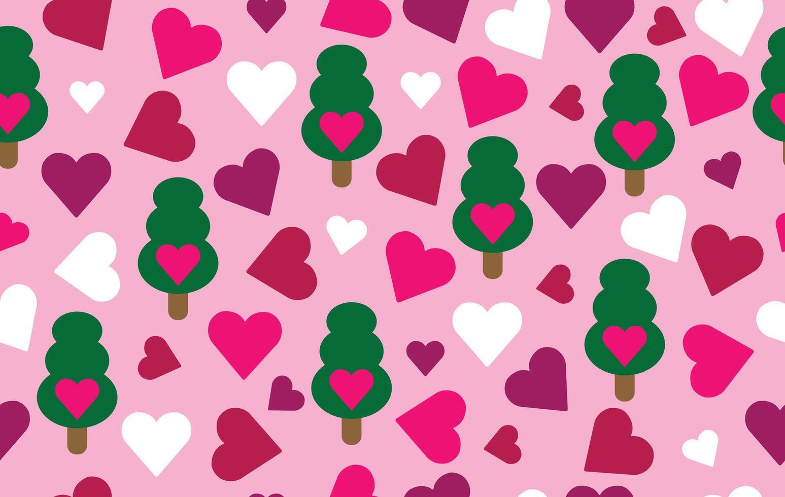 Valentine pattern seamless fabric Valentine day. heart and tree lover pattern on pink background. Designed for background ,wallpaper ,valentine pattern ,wrapping paper ,fabric ,anniversary ,sweetheart vector