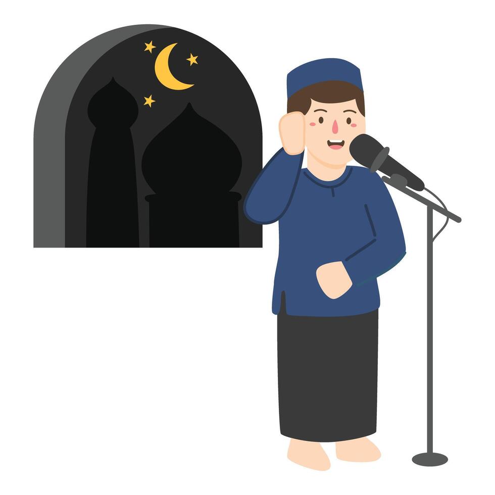 Man Doing Adzan Or Call To Pray vector