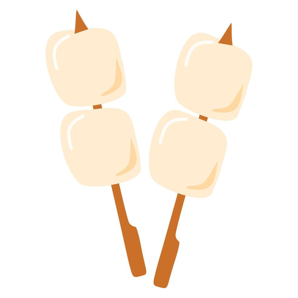Roasting marshmallow on a stick vector