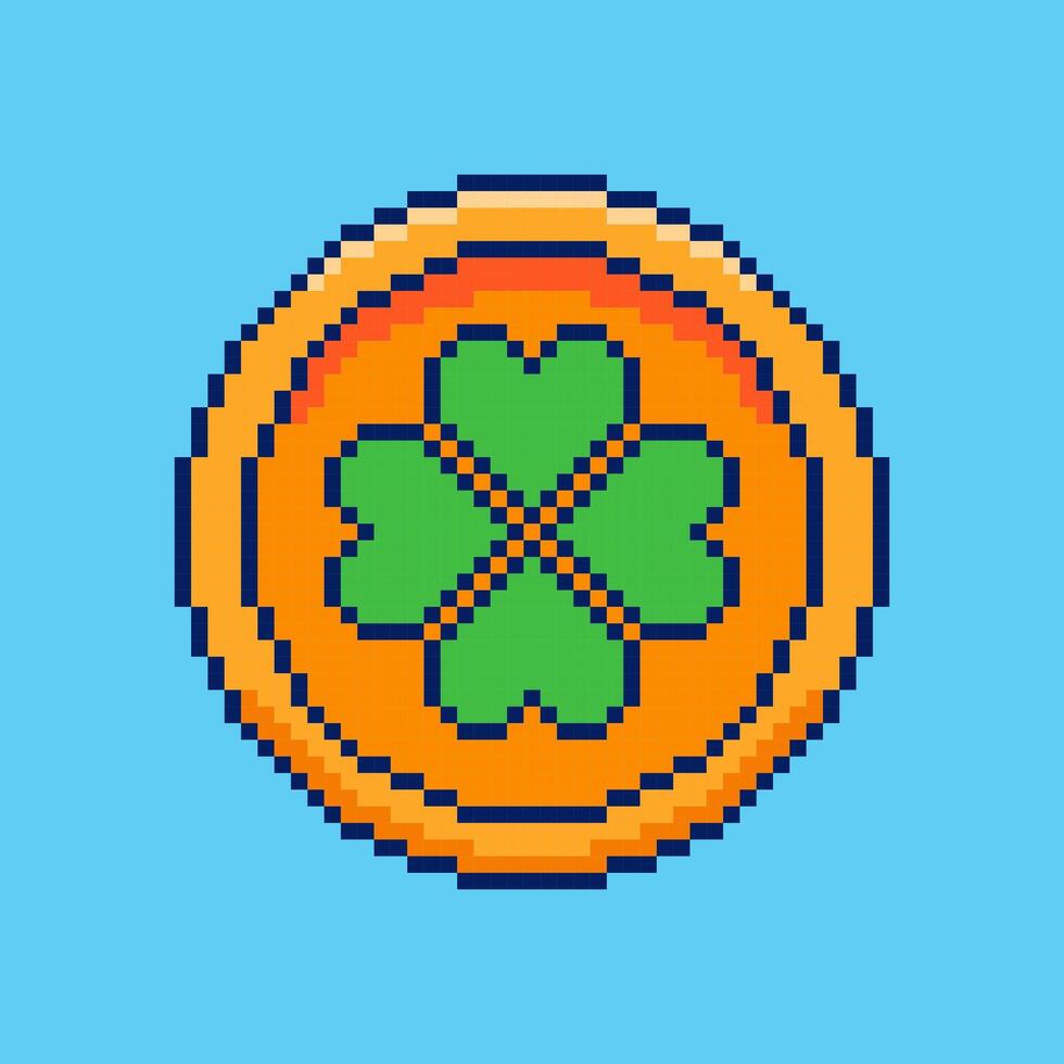 Pixel art St Patrick Day Lucky Coin game asset design vector
