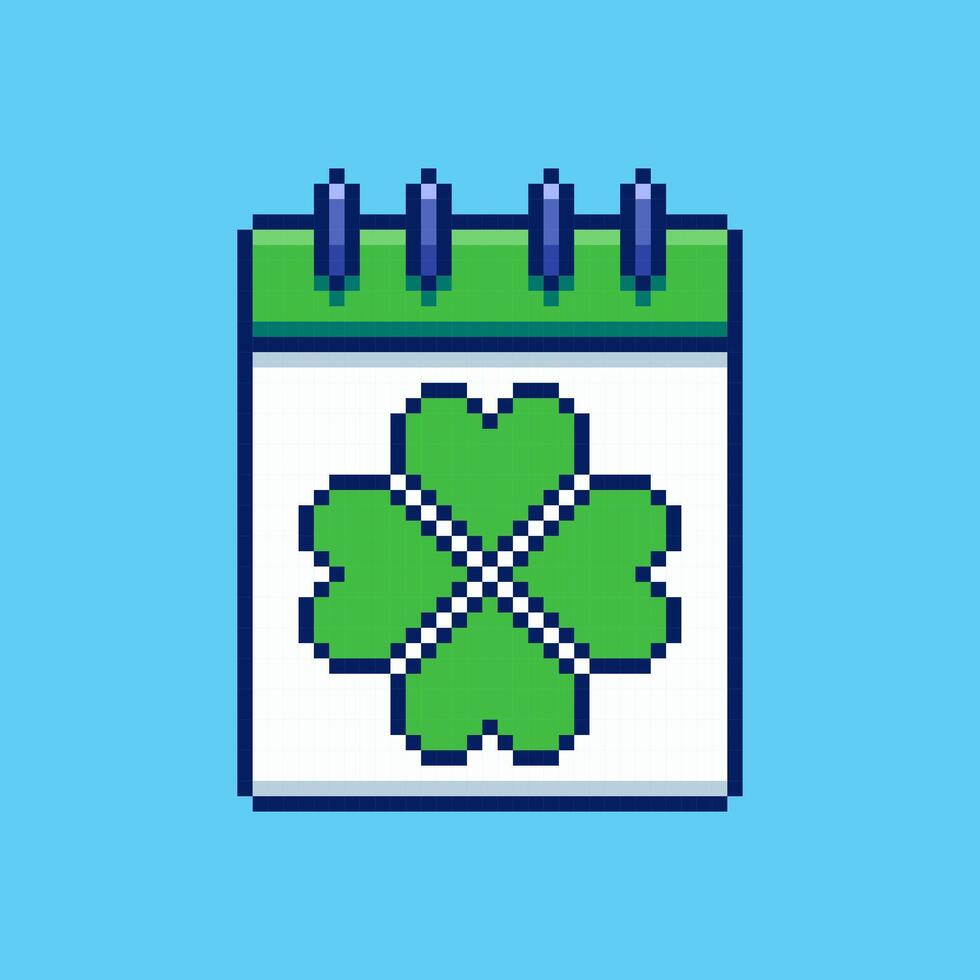 Pixel art St Patrick Day Calendar game asset design vector