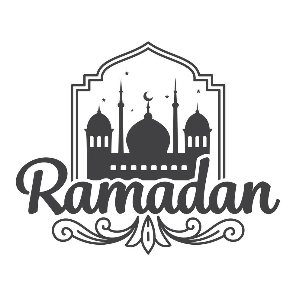 Ramadan Mosque Design Featuring Stars and Crescent Moon vector
