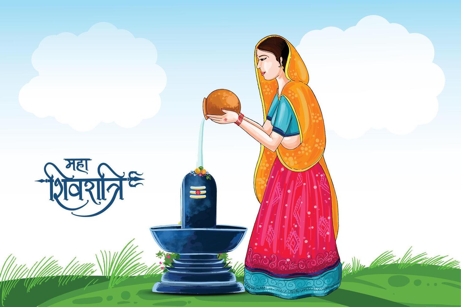 Happy maha shivratri hindu festival banner design vector