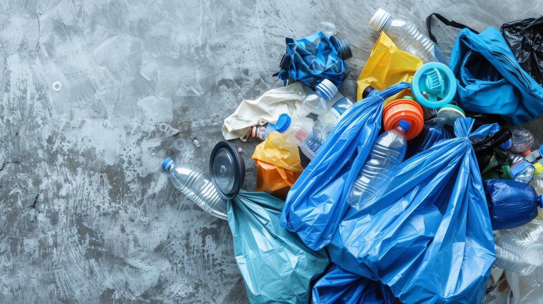Various types of plastic trash isolated in background, plastic for recycling theme, photo