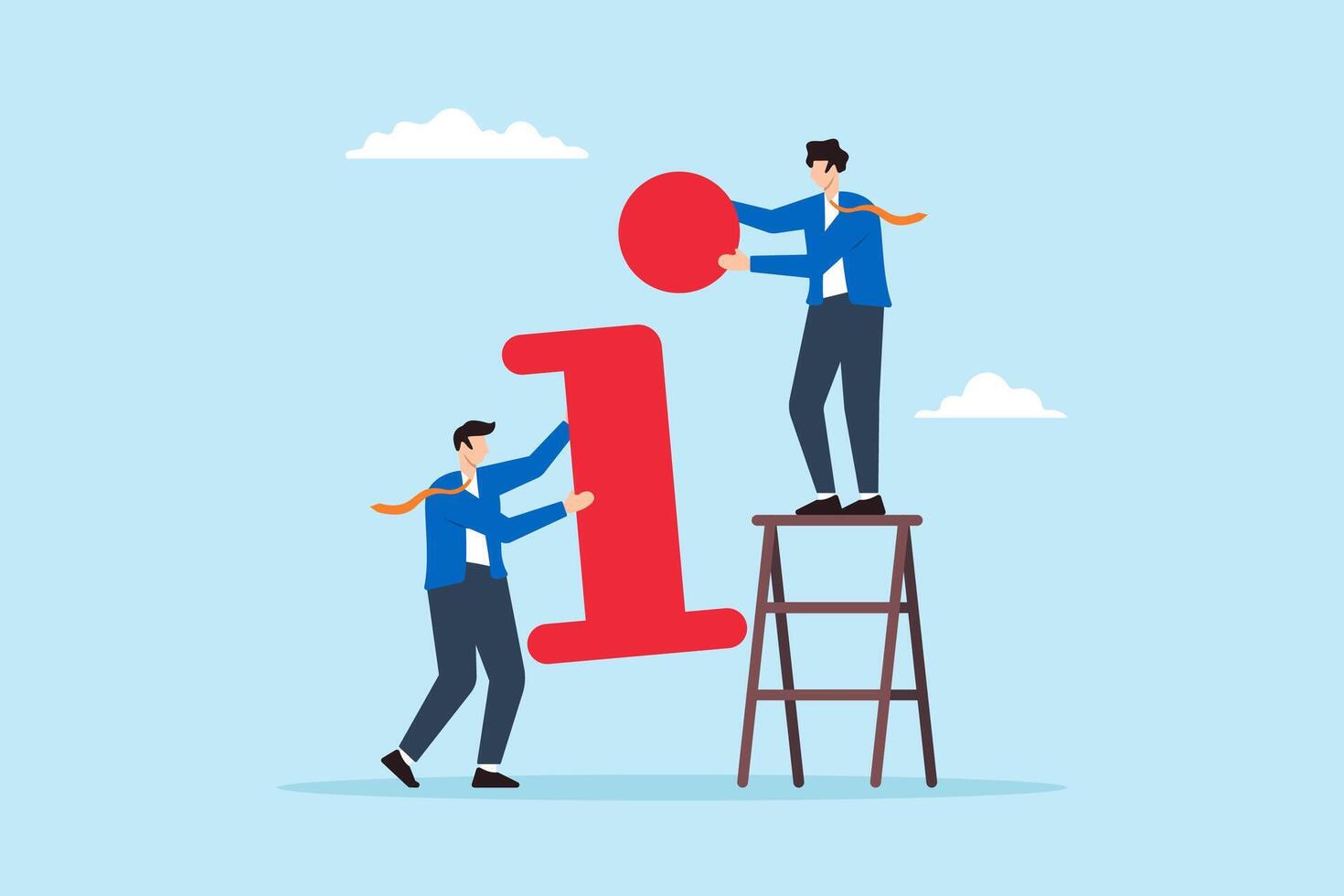 Flat illustration of businessman team build information symbol representing communication and providing solution vector