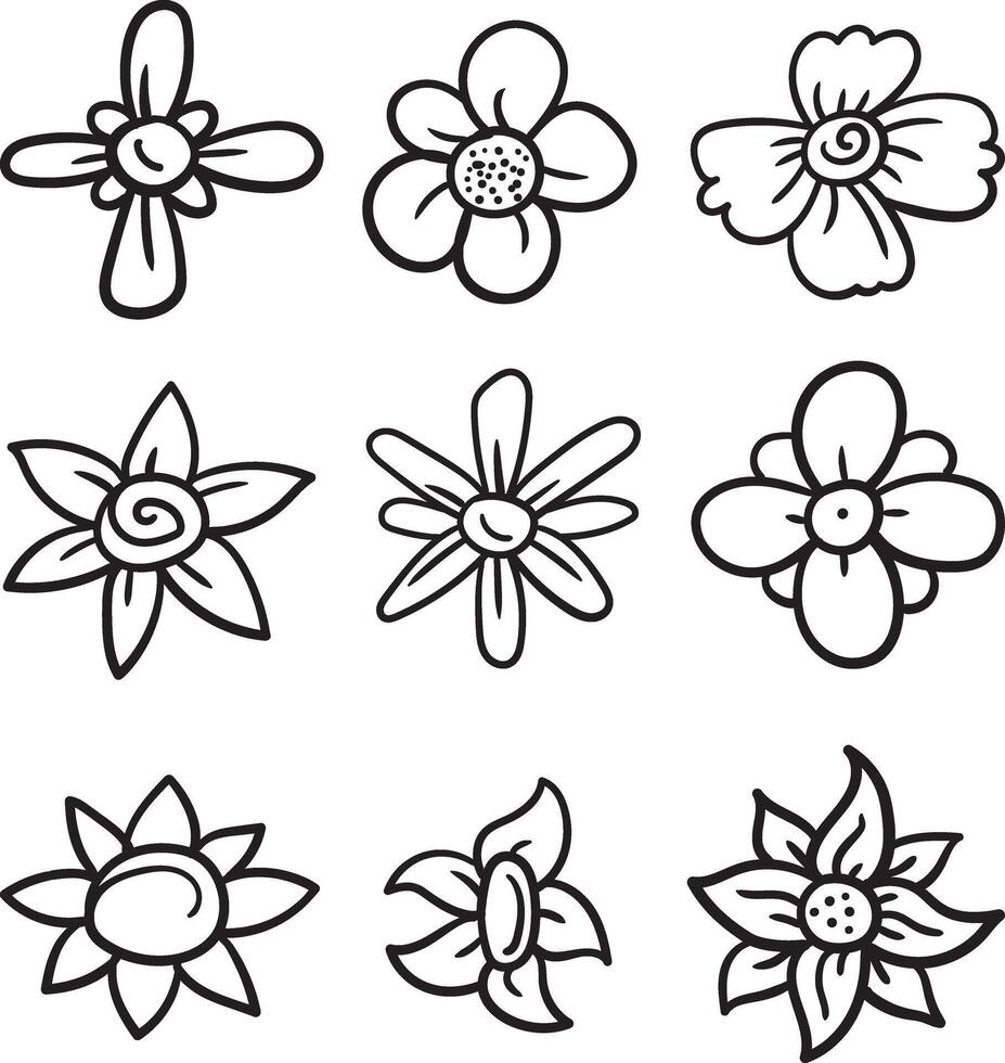 Set of skecth of flowers elements with simply style illustration. for your unique design vector