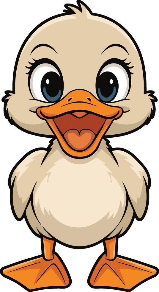happy baby duck standing cartoon illustration vector