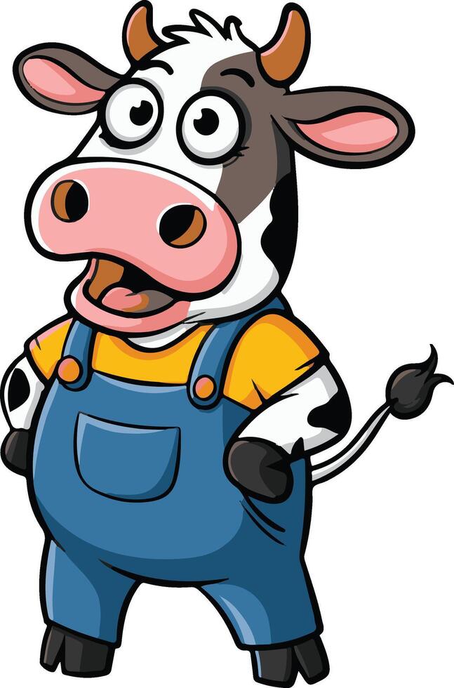 cartoon illustration of a funny cow vector