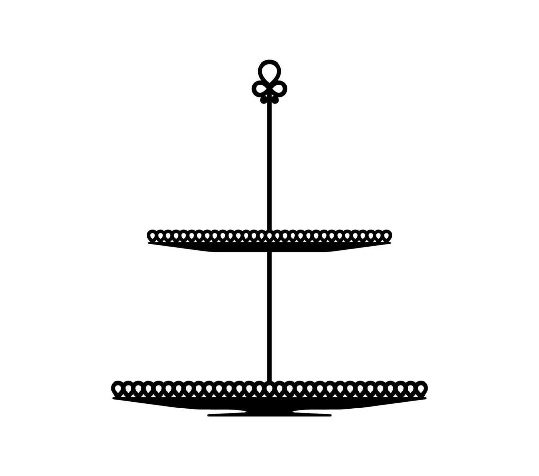 Cake or pie platter, stand, tray black silhouette vector
