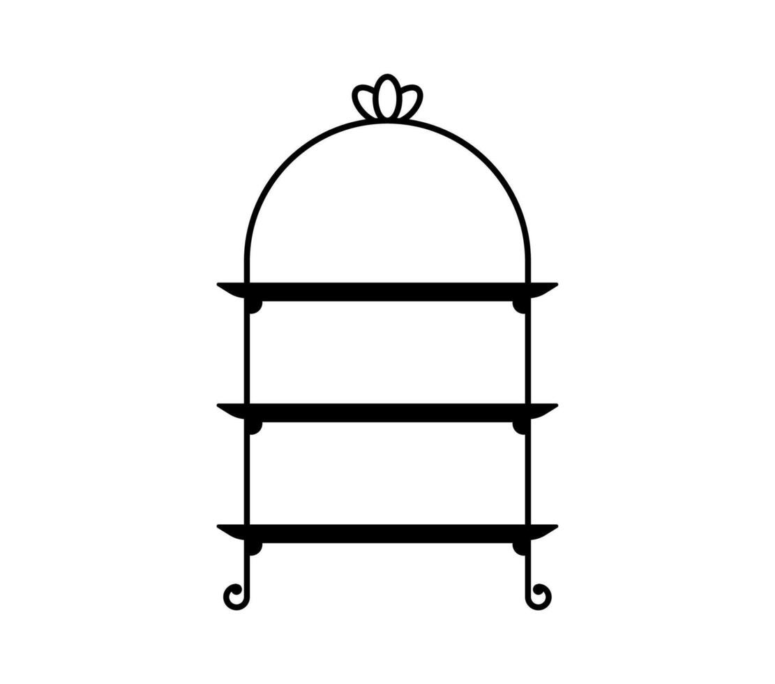 Black silhouette of a three tiered serving stand vector