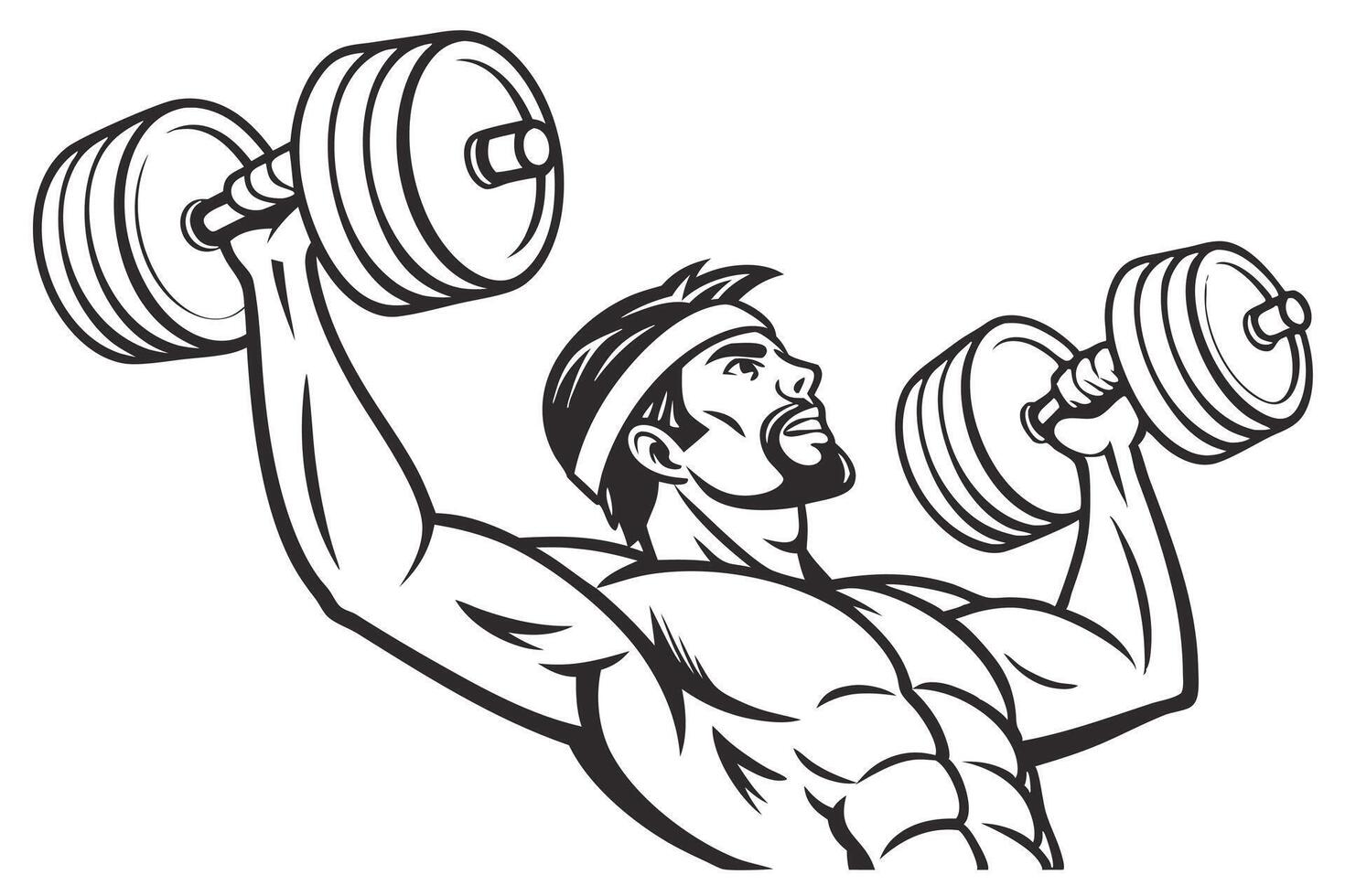 Detailed Fitness Icon of a Man Lifting Weights vector