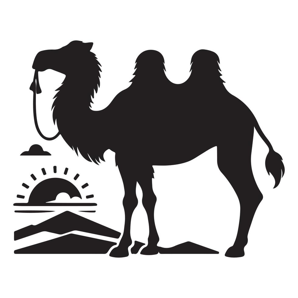 Camel Silhouettes Desert Standing Arabian vector