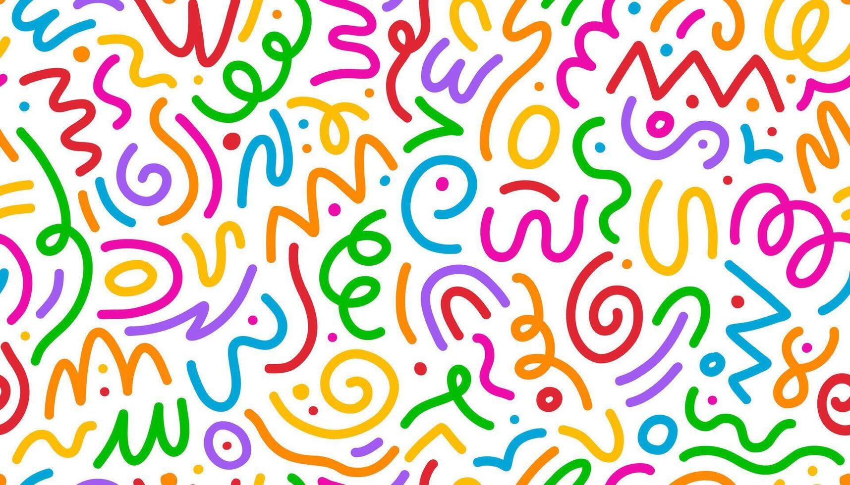 Kid color line squiggle shape seamless pattern vector
