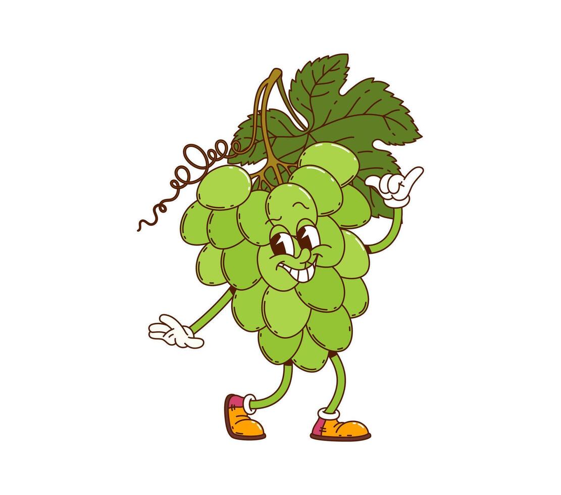 Cartoon groovy grapes berry comical character vector