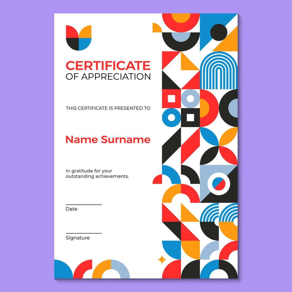 Certificate template with geometric pattern vector