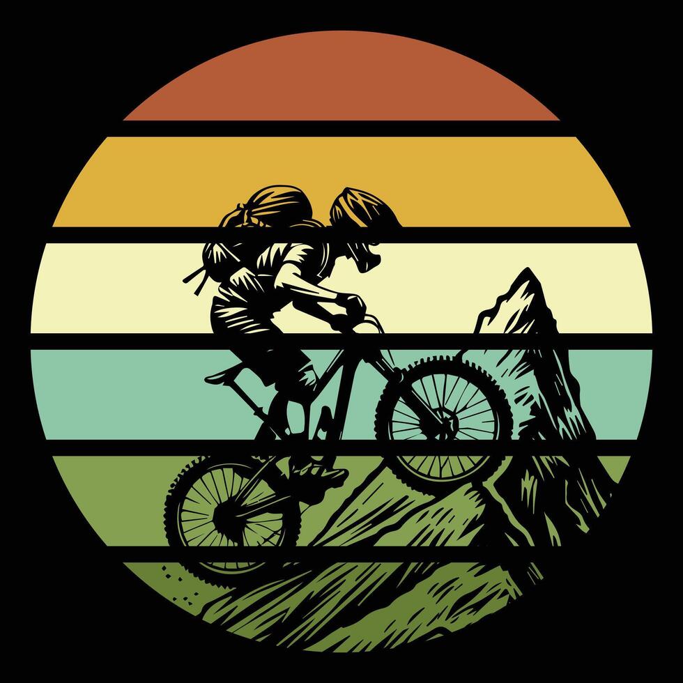 Sunset Biker Silhouette with Retro Feel vector