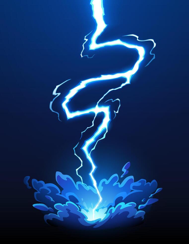 Cartoon blue thunderbolt lightning, thunder bolt vector