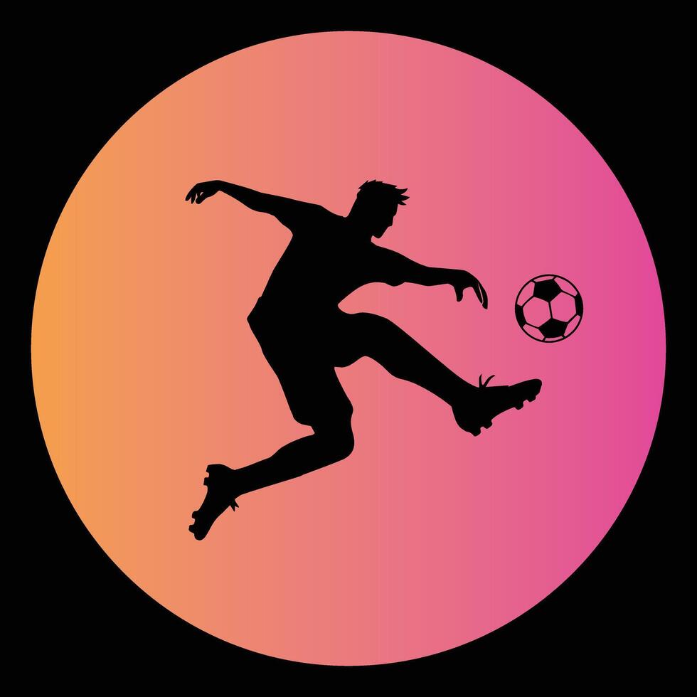 Retro Soccer Silhouette with Sunset Glow vector