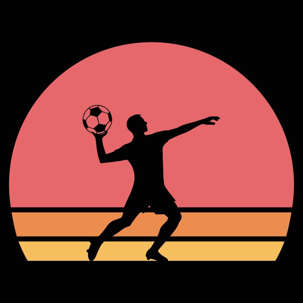 Sunset-Inspired Soccer Player Silhouette Illustration vector