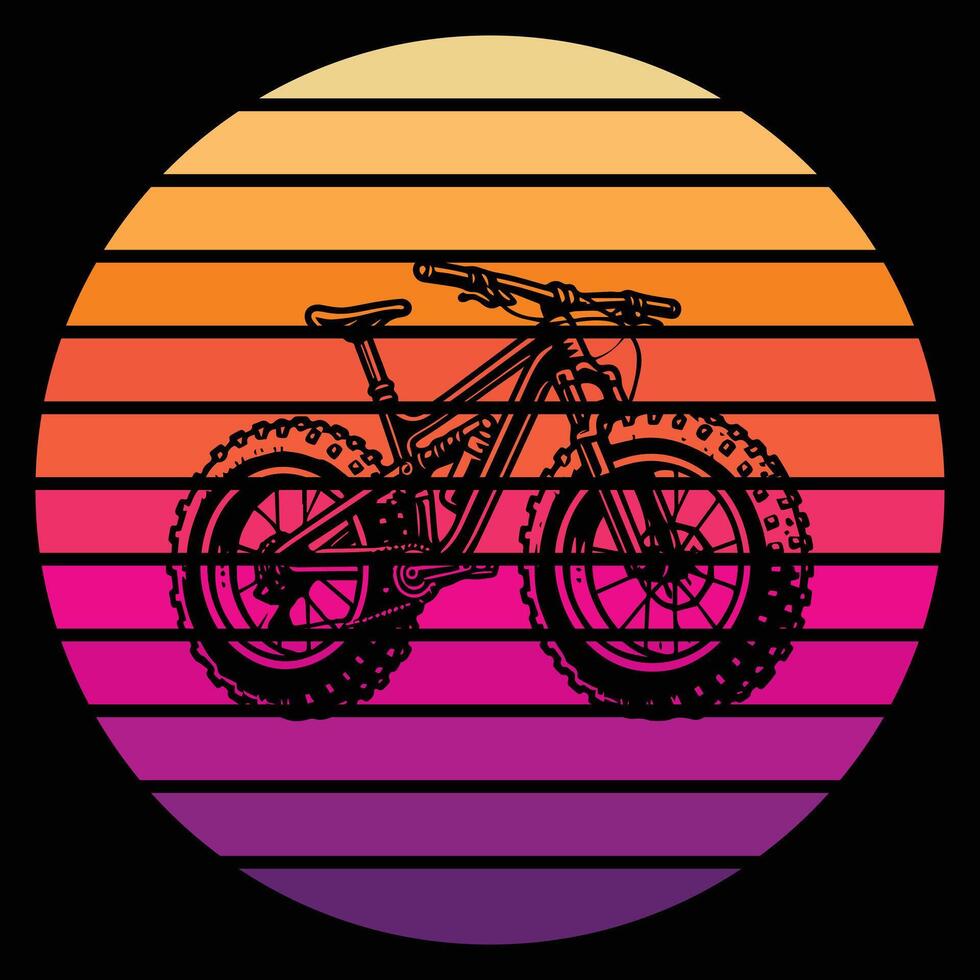 Vintage Bicyclist Silhouette with Retro Sunset Design vector