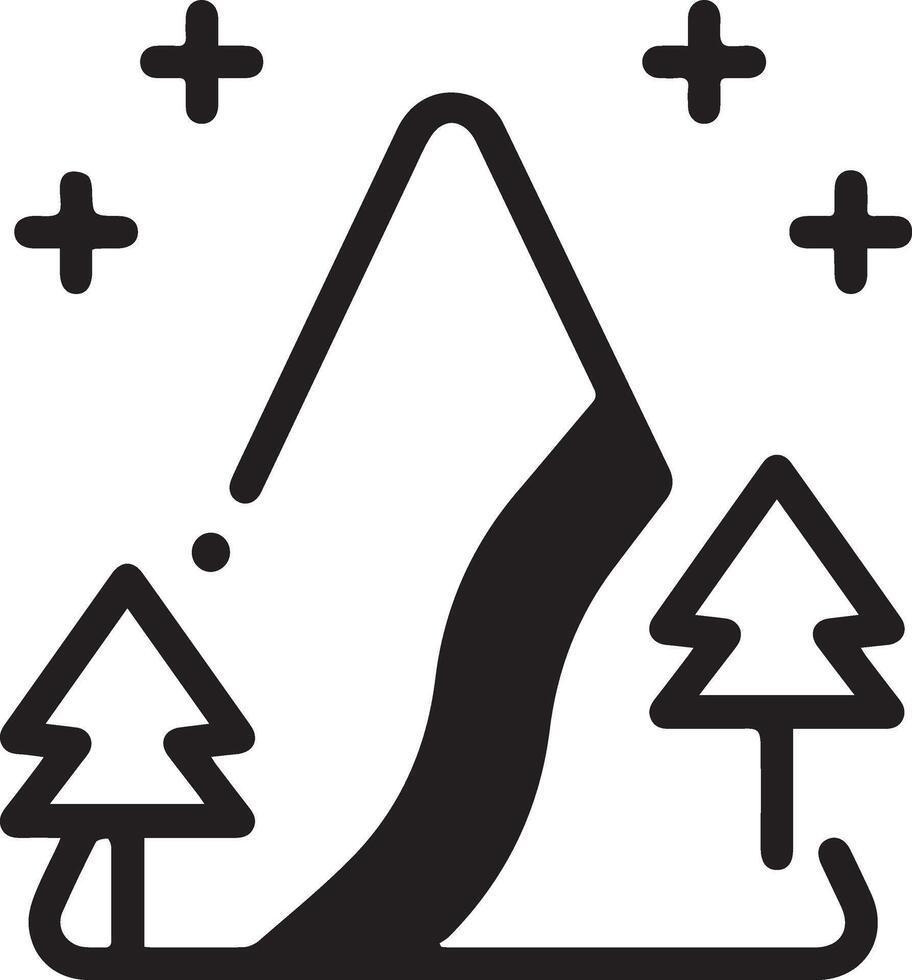 simple mountain clipart with tree and star vector