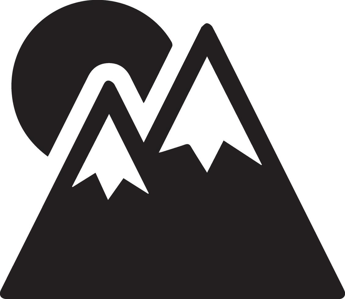 mountain simple with two peak and the sun vector