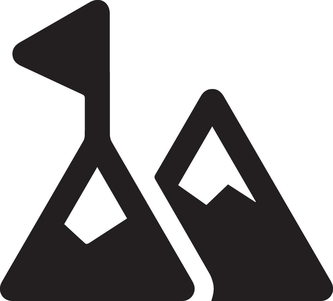 simple black and white mountain with the flag vector