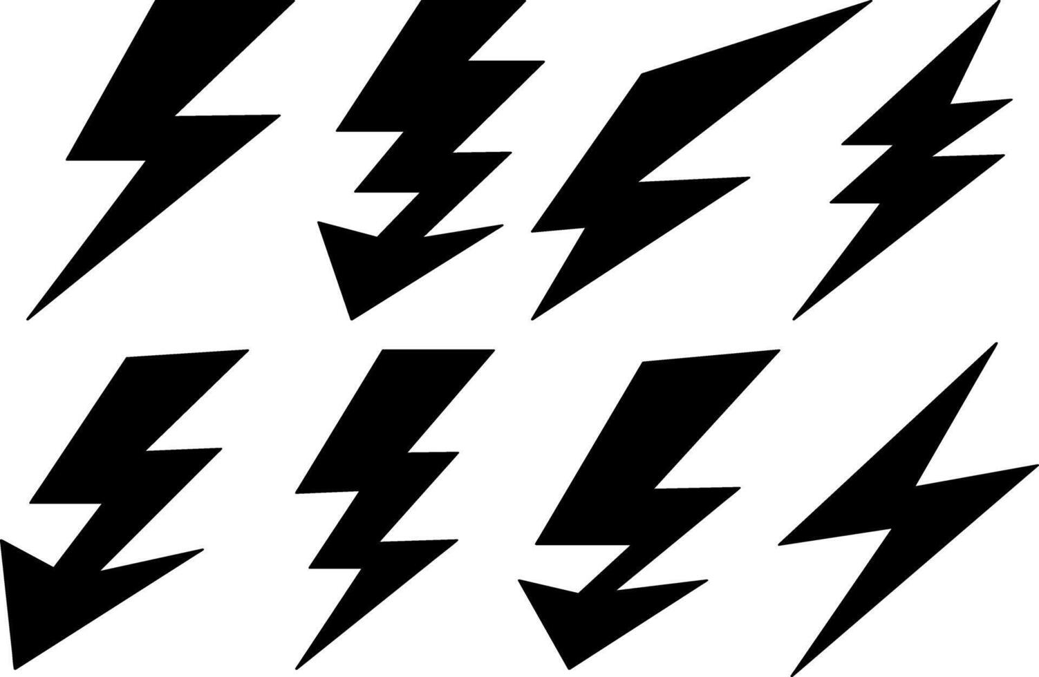 Stencil doodle lightning icon collection Thunder charging power Light vector
