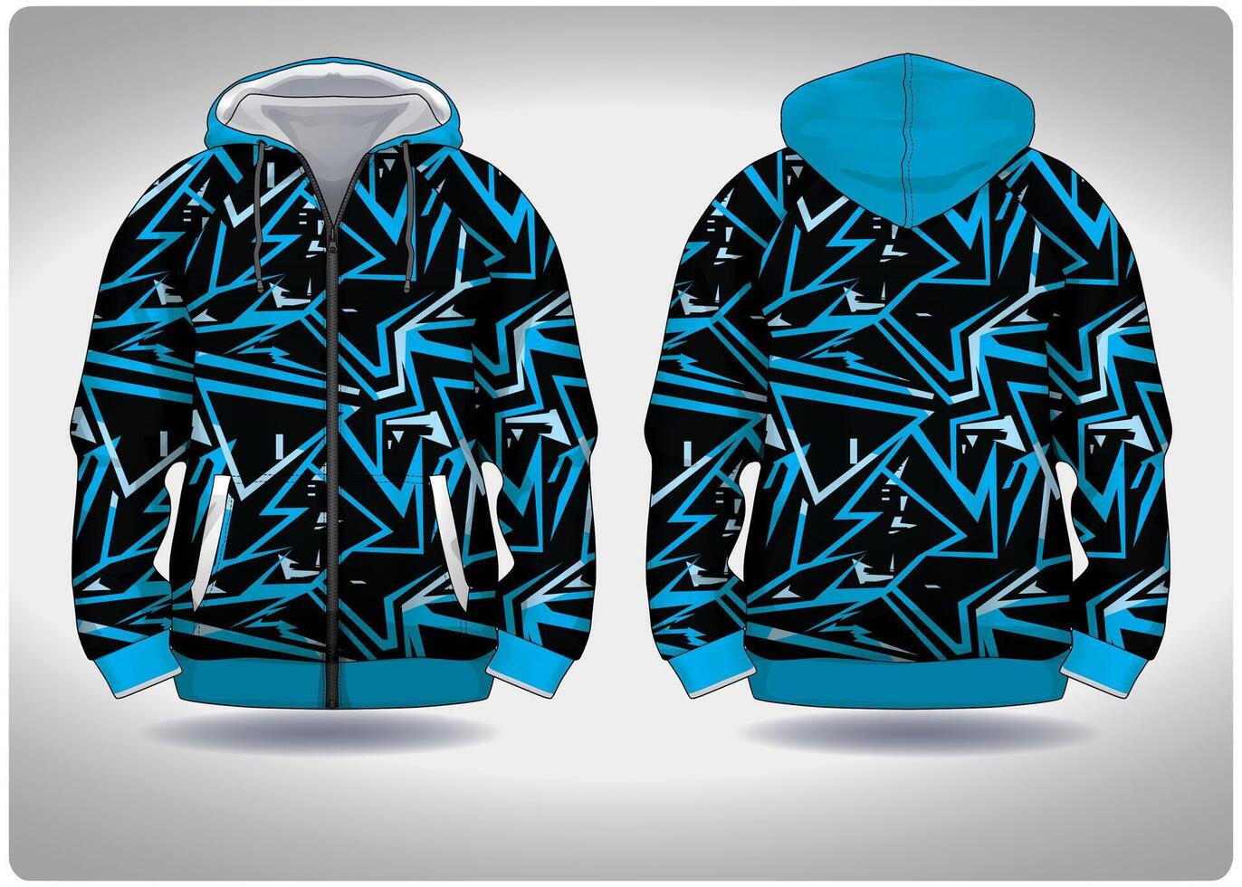 EPS jersey sports shirt .Draw blue black geometric lines pattern design, illustration, textile background for sports long sleeve hoodie vector