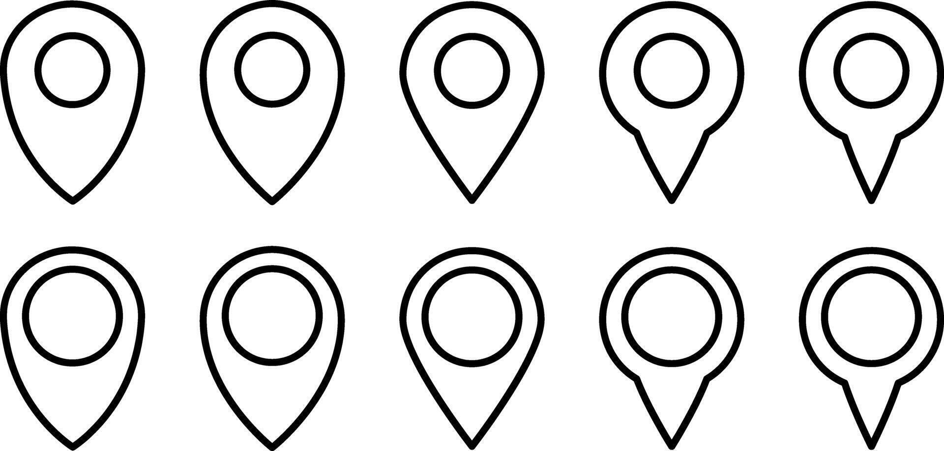 Outline map pointer icon collection GPS location symbol vector