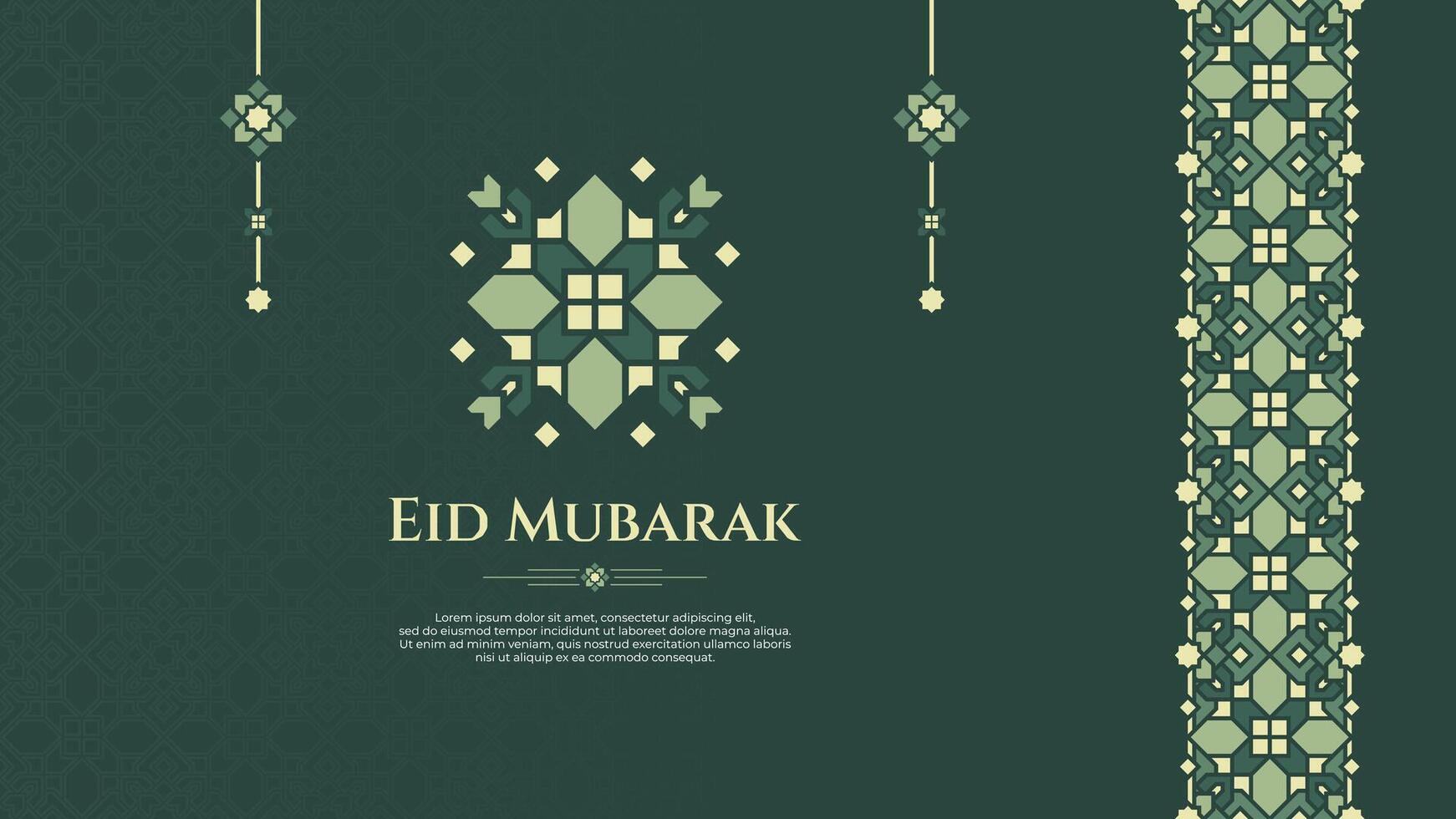 Green Pastel Islamic Ornament Greeting Design on Dark Theme, Specially for Ramadan and Eid Mubarak vector