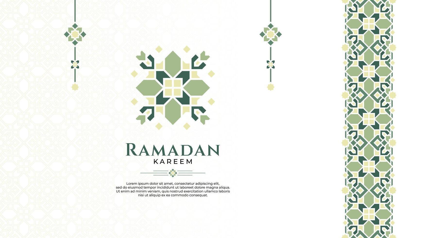 Green Pastel Islamic Ornament Greeting Design, Specially for Ramadan or Eid Mubarak vector