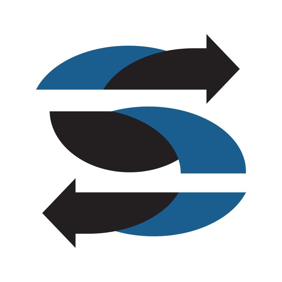 Logo for a company in letter S. Abstract arrows in the form vector