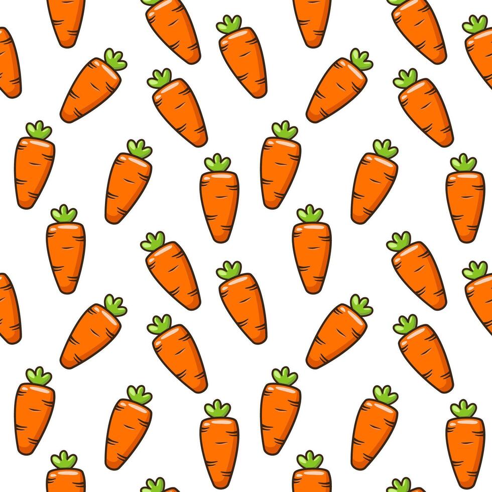 Seamless pattern with cute carrots on white background. Print, wallpaper, packaging paper design, textiles, notebooks, notepads, tableware and other things. vector