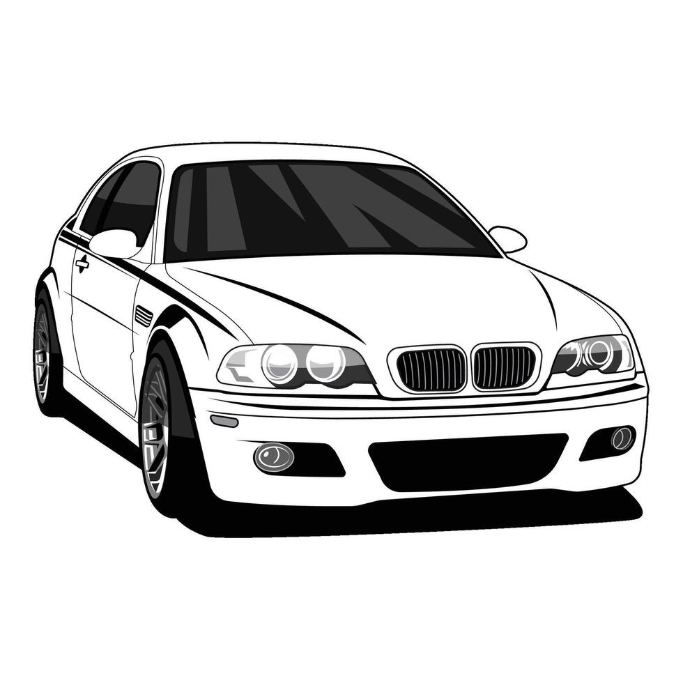 automobile car vehicle front view black and white vector