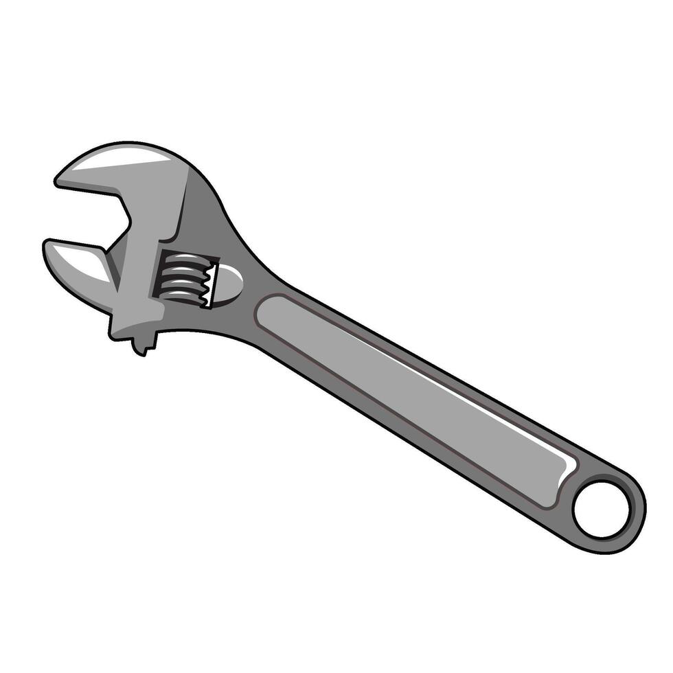 wrench tool adjustable flat design vector